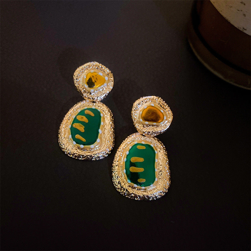 Wholesale Silver Pin Drip Flower Circle Vintage Earrings Metal